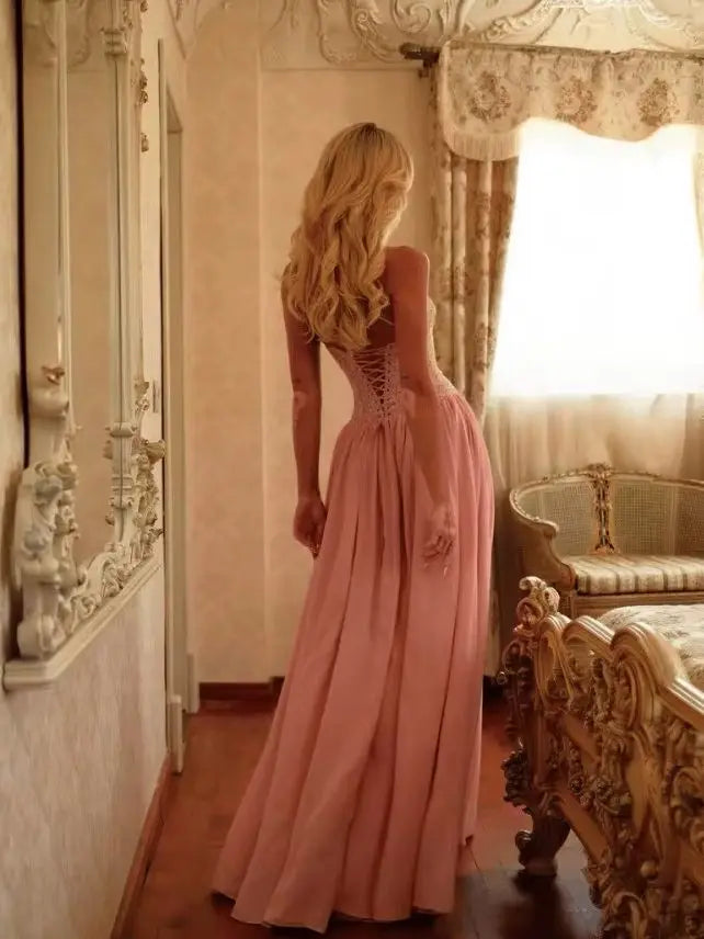 Abito lungo donna con scollo all'americana — immagine 4