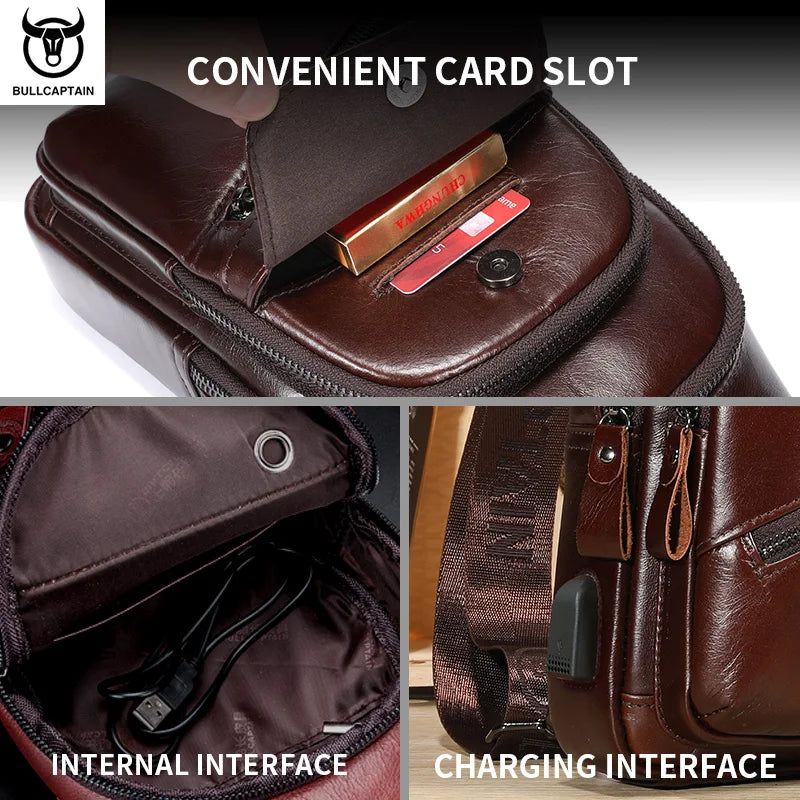 BULLCAPTAIN XB127 Genuine Leather Chest Bag