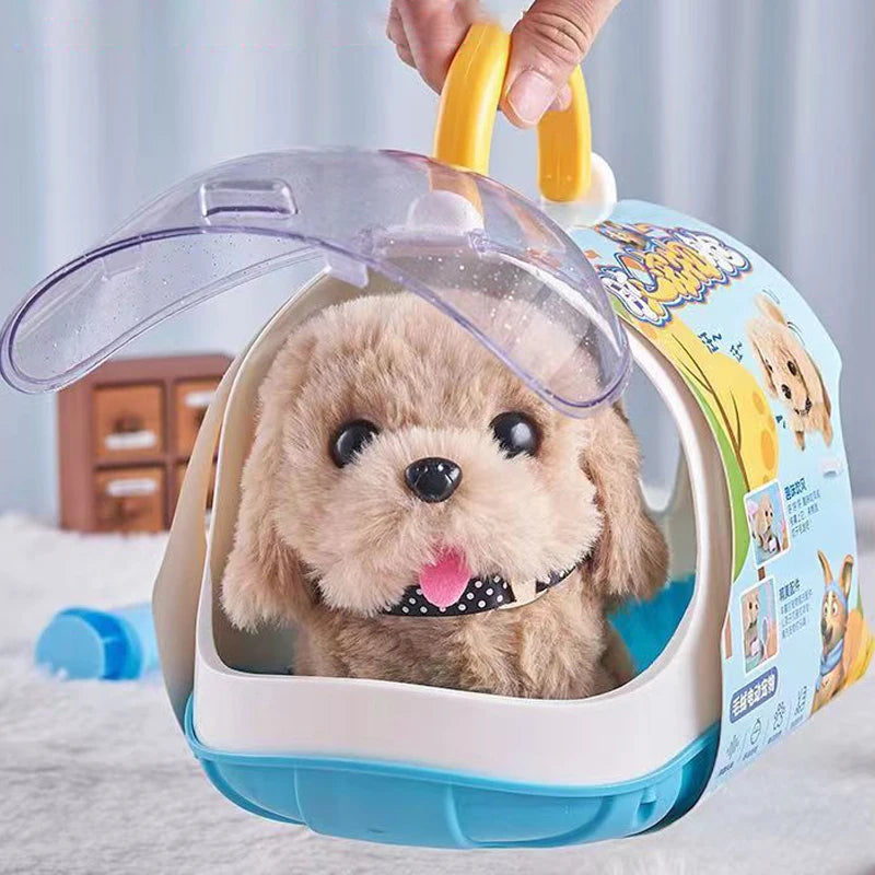 Juguete electrónico de perro mascota, peluche interactivo que camina, vibra y se mueve automáticamente, regalo de perrito eléctrico para bebés y niños