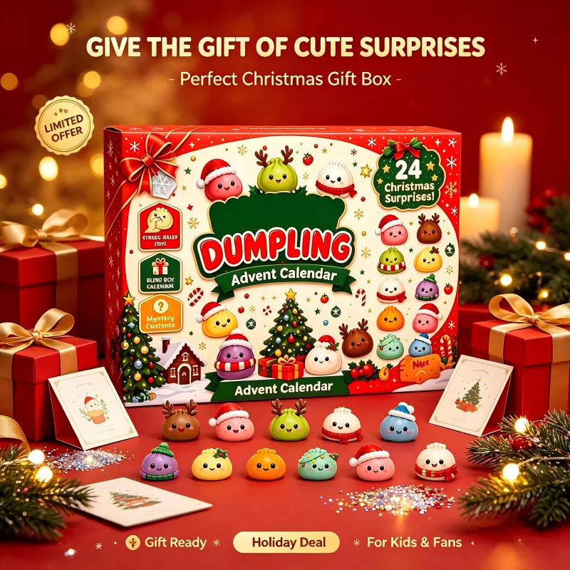 Christmas Dumpling Advent Calendar 24Pcs Mini Squishy Toys Countdown Blind Box Cute Stress Relief Squeeze Toy Xmas Surprise Gift
