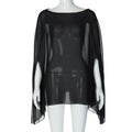 Ropa de mujer Blusas de gasa transparentes Sexys de moda Lisas Prendas para cubrirse Tops elegantes para discoteca para mujer Blanco Negro Streetwear