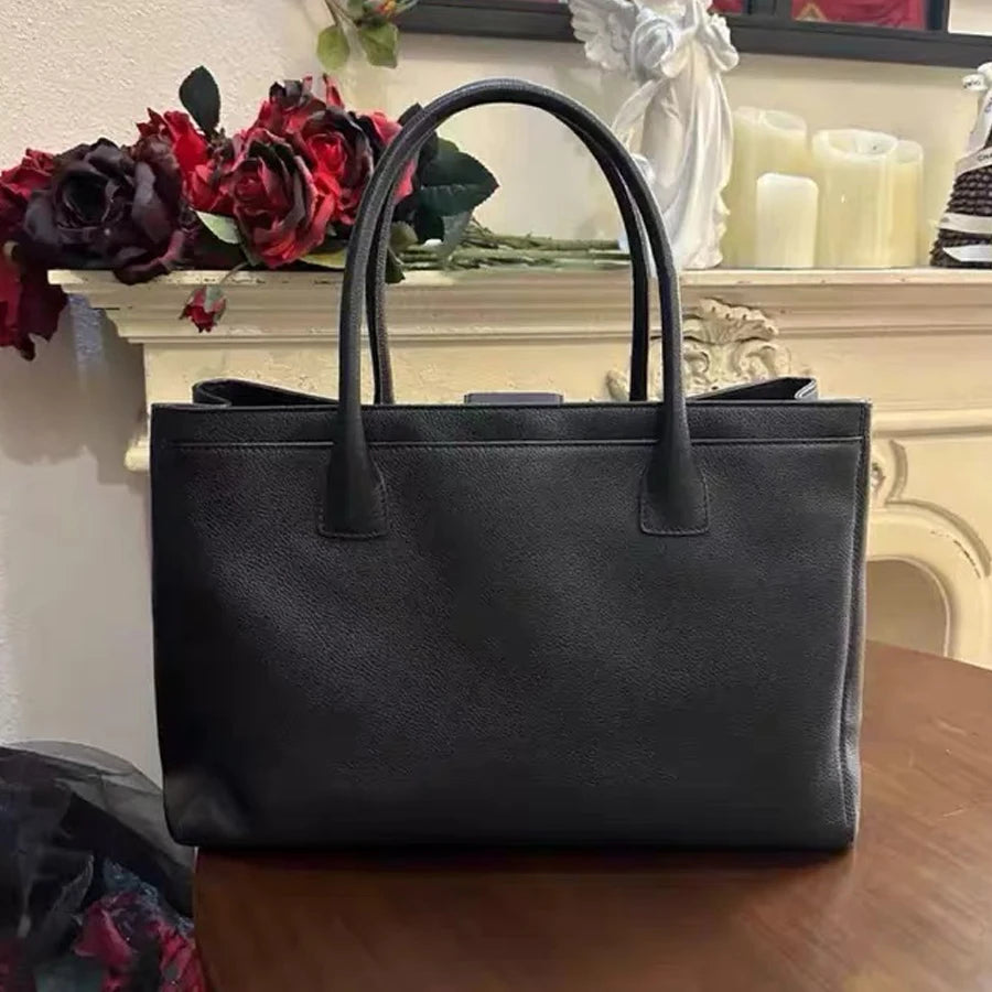 Black Briefcase Bags For Women Luxury Designer Handbag Purses 2026 New In Vintage Simple Large Capacity Commuting Tote Shoulder