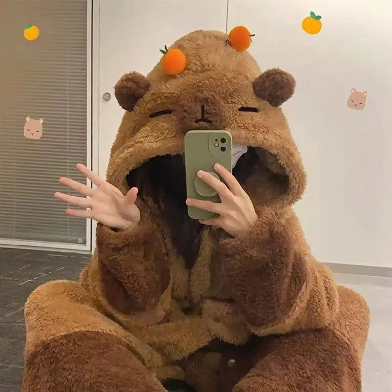 Costume da cosplay invernale a forma di capibara, vestaglia, Kigurumi da adulto, tutina da unicorno, camicia da notte anime, pigiama cartoon per Halloween, abbigliamento da notte