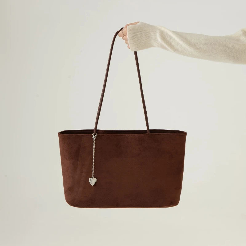 Vintage Faux Suede Big Bags For Women Luxury Designer Handbag Purses 2026 New In Double Straps Underarm Shoulder