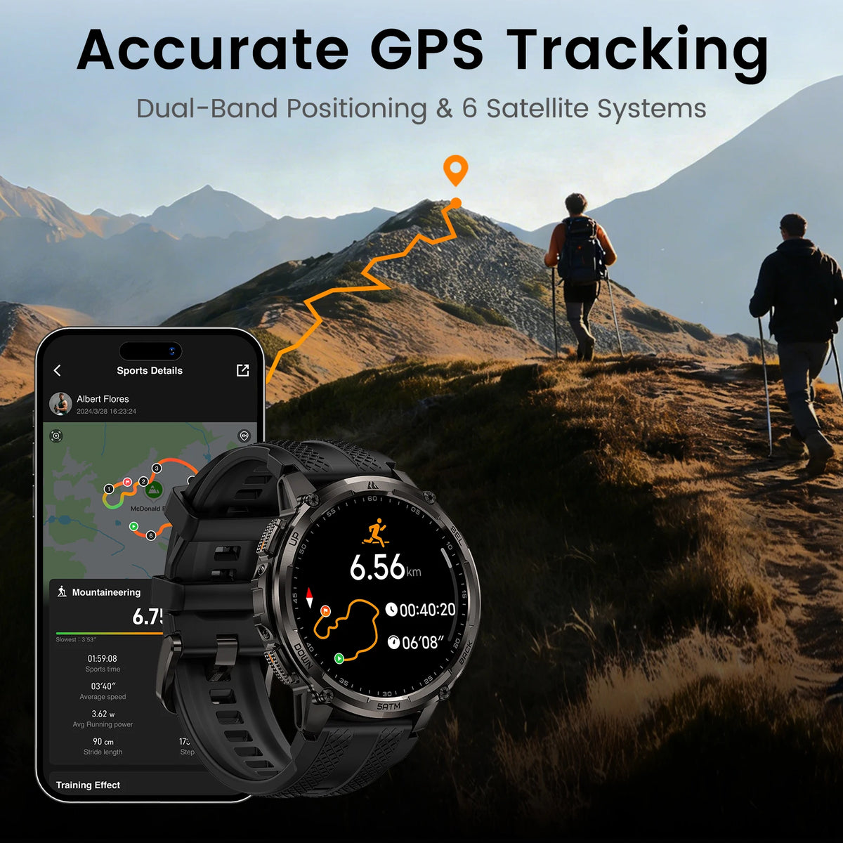 KOSPET TANK T4C smartwatch AMOLED 1,5″ con GPS e torcia