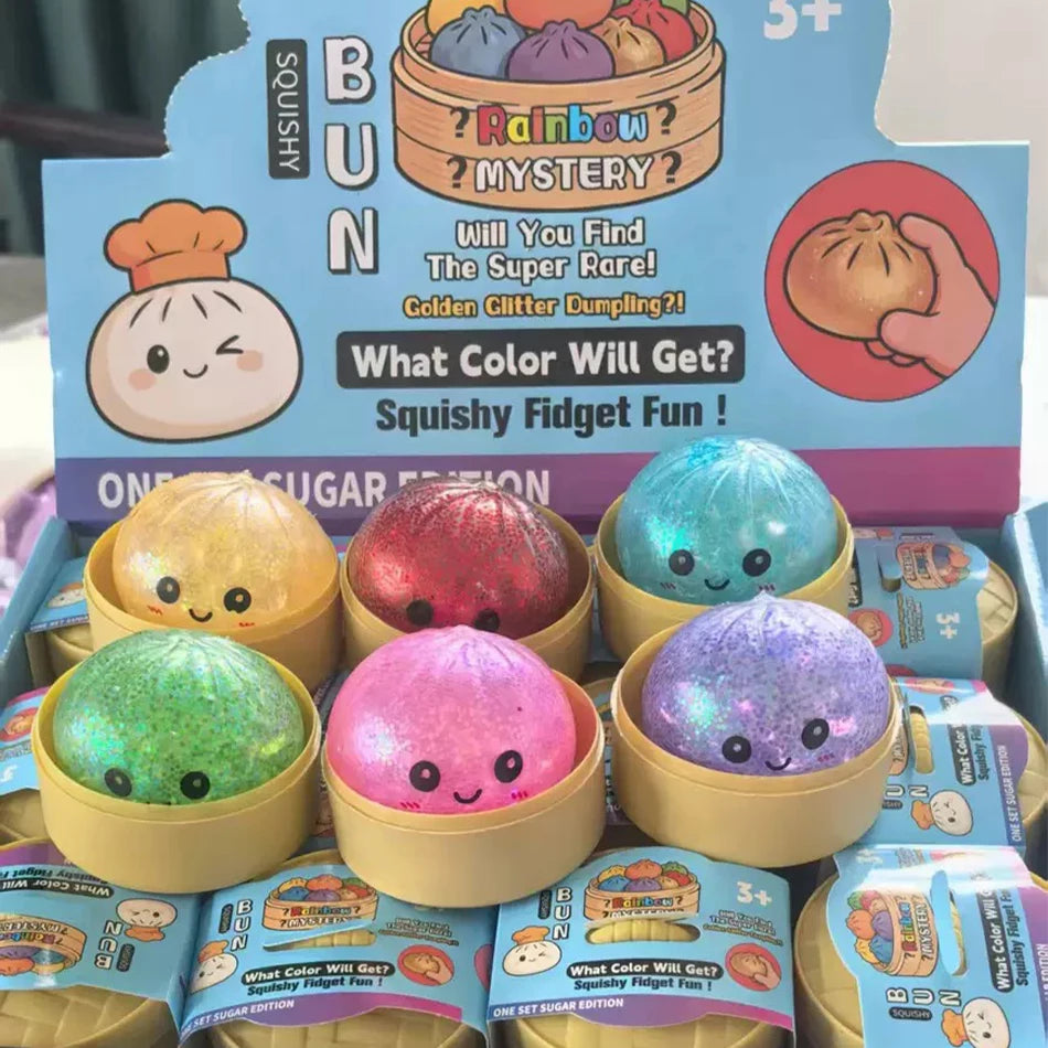 Mini-Glitzer-Kloß-Squishy – ULTRA SELTEN, versteckte Edition mit Goldglitzer, weicher Teigball zum Stressabbau und für sensorische Erfahrungen