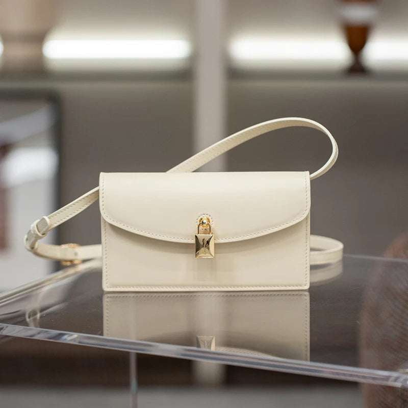 2026 Spring Autumn Genuine Leather Women Handbags Luxury Brand Design Shoulder Bags Women Fashion Gold Lock Crossbody Bags Woman