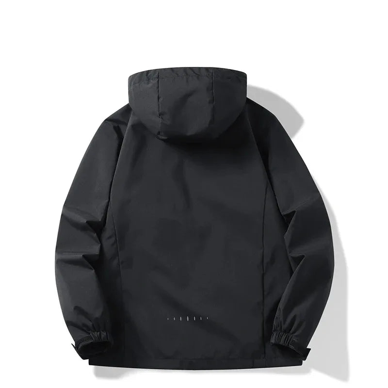 Autumn New Outdoor Jacket for Men Hooded Zipper Slim Fit Windbreaker Coat Male Climbing Hiking Waterproof Casual Clothing