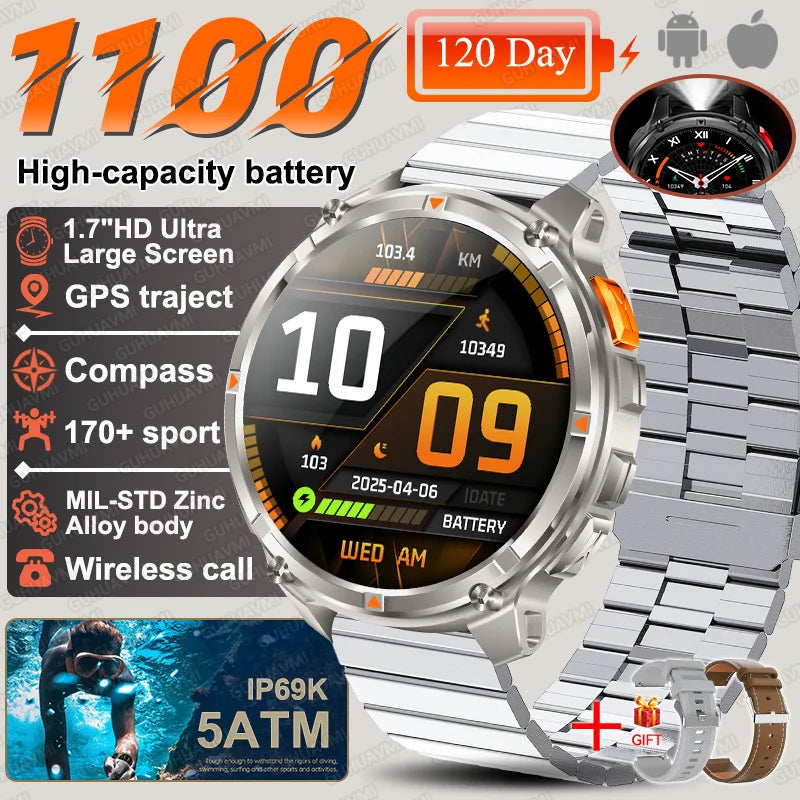 Smartwatch robusto AMOLED da 1,7″ con chiamate Bluetooth