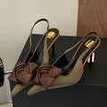 Slingback donna Liyke a punta con fiore geometrico in raso