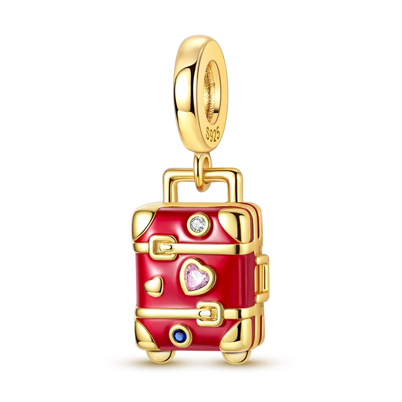 925 Sterling Silver Bright Red Charms Bead CZ Zircon Cute Doll Pendants Fit Original Bracelet DIY Jewelry Women Gift