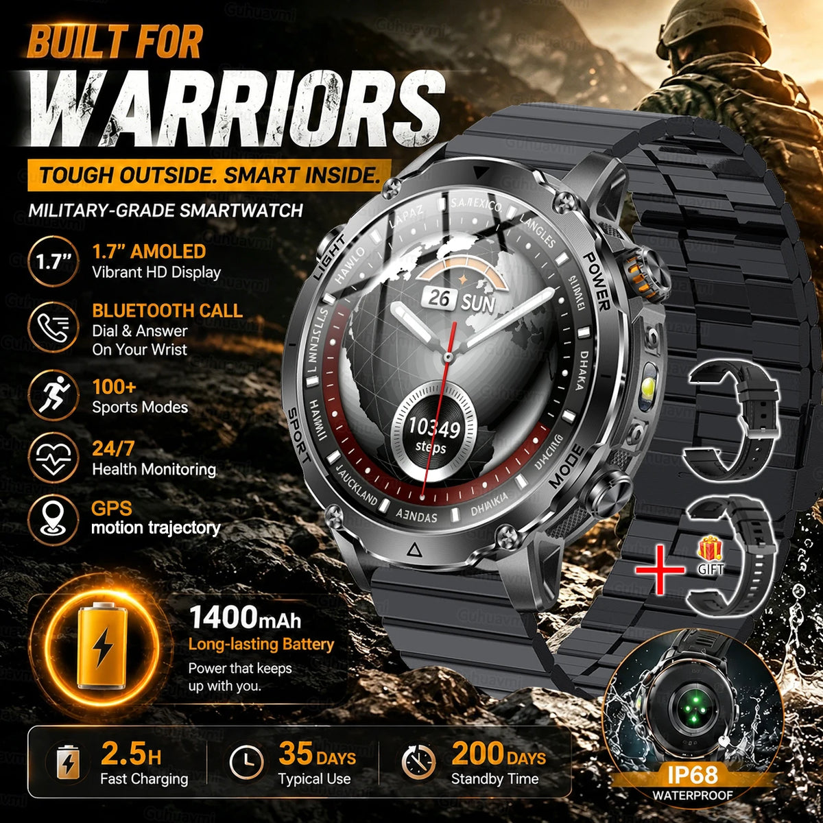 Rugged Outdoor Smartwatch with Bluetooth Calling