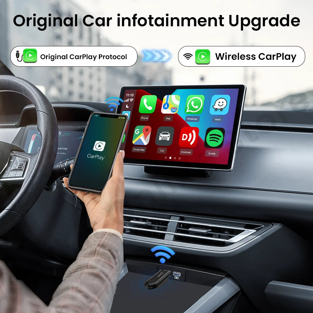 Carlinkit Mini SE Kabelgebundener auf kabellosen CarPlay-Adapter, nahtlose Verbindung für kabelgebundenes CarPlay, Bluetooth & WLAN, Upgrade für das Auto-Infotainment