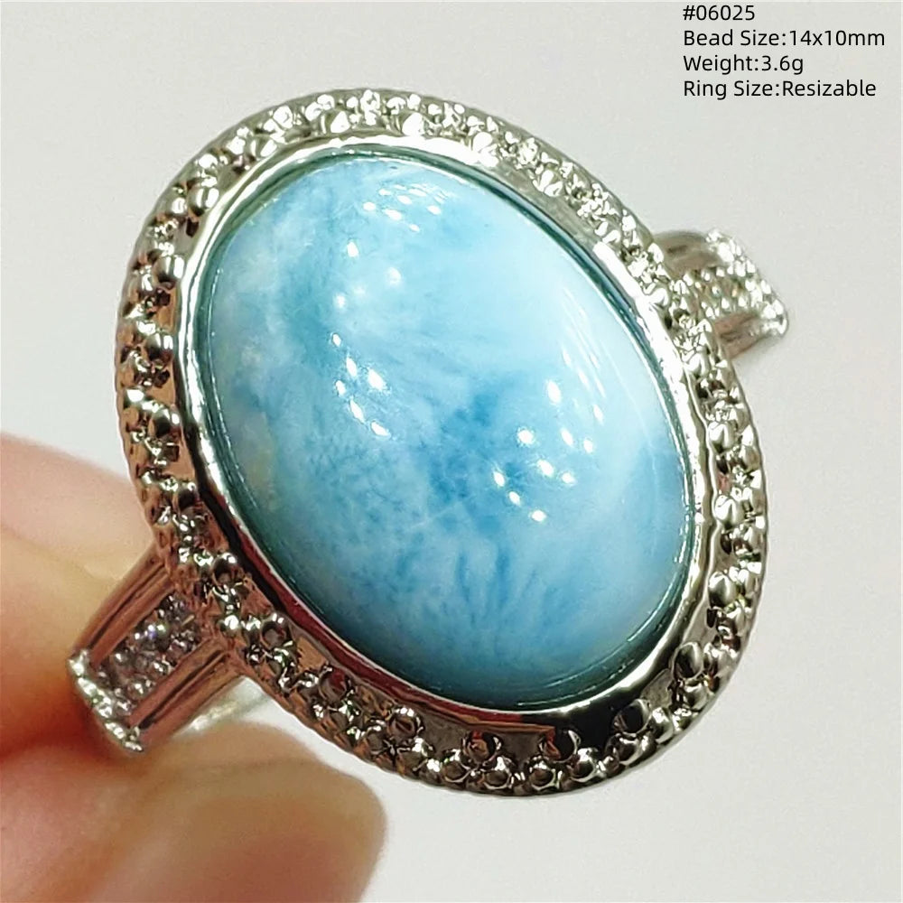 Anello regolabile in argento 925 con larimar