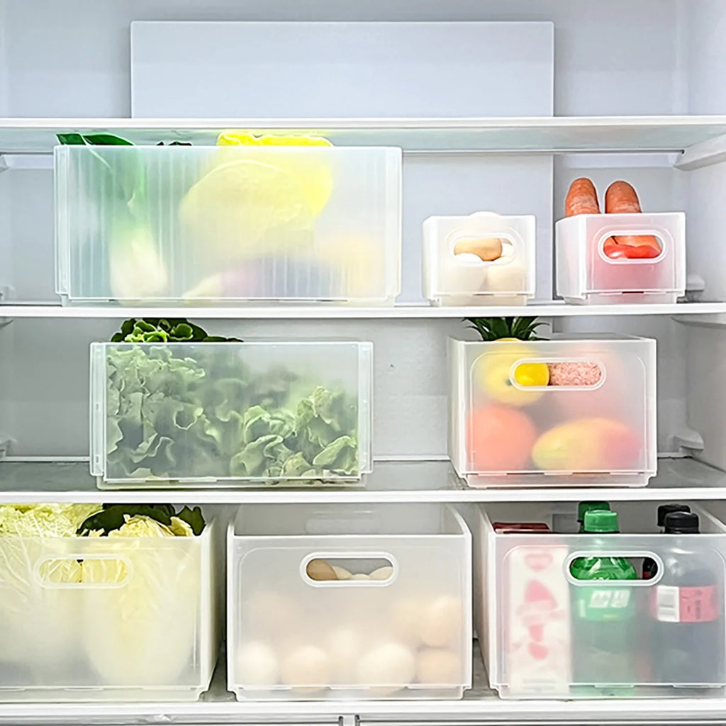 WORTHBUY Faltbare Kühlschrank-Aufbewahrungsbox aus Kunststoff, ausziehbare Organisationsbox für Obst und Gemüse, Küchenaufbewahrung mit großem Fassungsvermögen