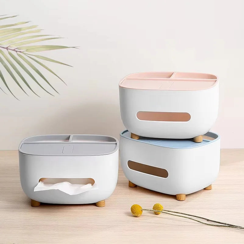 New Tissue Box and Napkin Holder, Remote Control Storage, Desk Organizer, Office Multifunctional Storage Container for Household Items, Home Gift