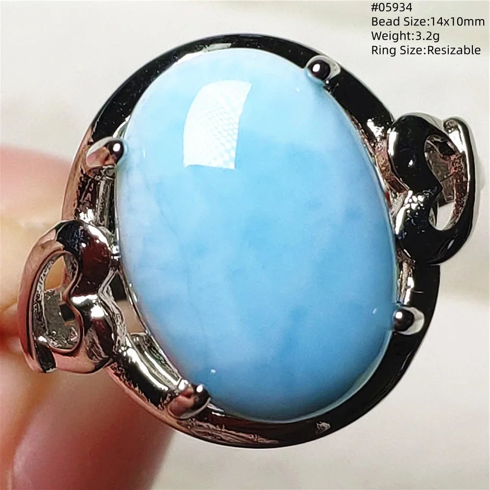 Anello regolabile in argento 925 con larimar