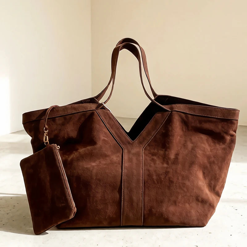 Oversized Faux Suede Tote Bags For Women Luxury Designer Handbags Purses 2026 New In Large Capacity With Inner Pocket Shoulder
