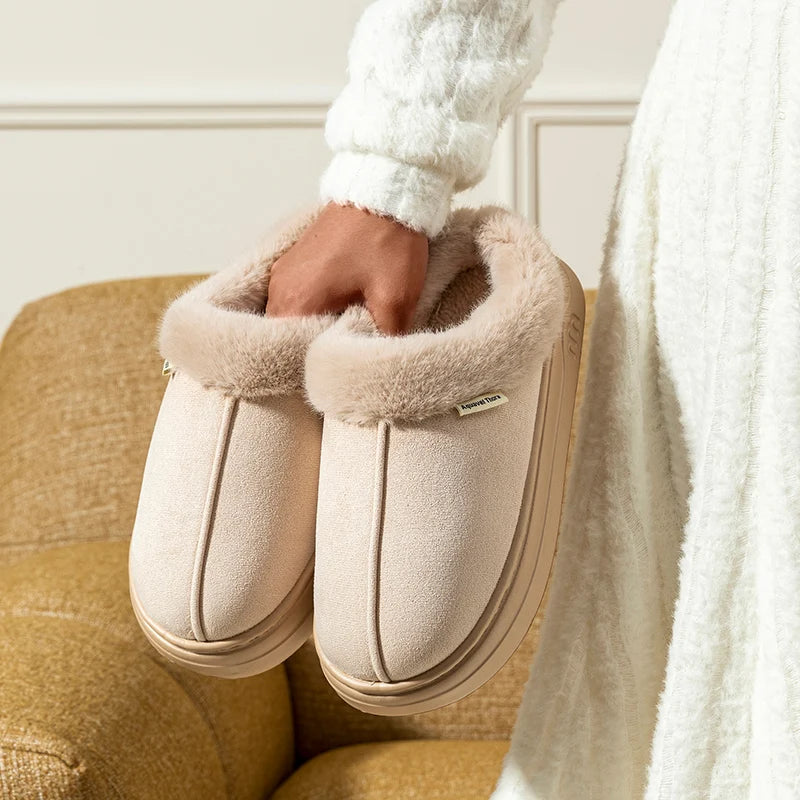 Chaussons chauds tendance pour femme, bottes d’hiver décontractées d’intérieur, souples, à semelle épaisse antidérapante, pour l’extérieur, simples, confortables, pour couple