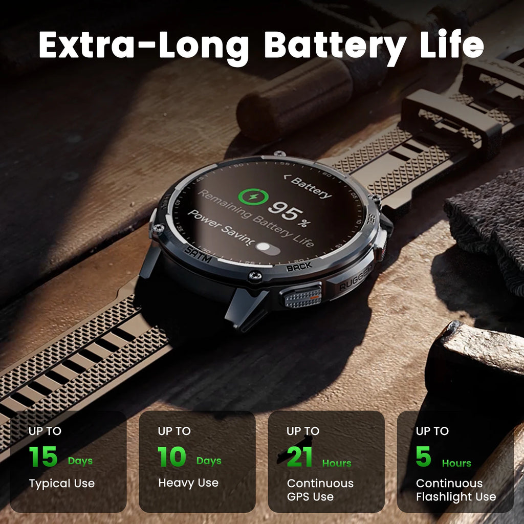 KOSPET TANK T4C smartwatch AMOLED 1,5″ con GPS e torcia