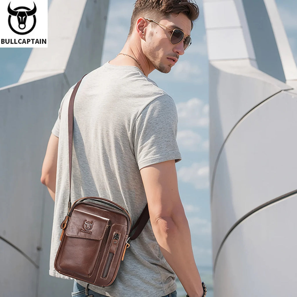 BULLCAPTAIN Genuine Leather Messenger Bag