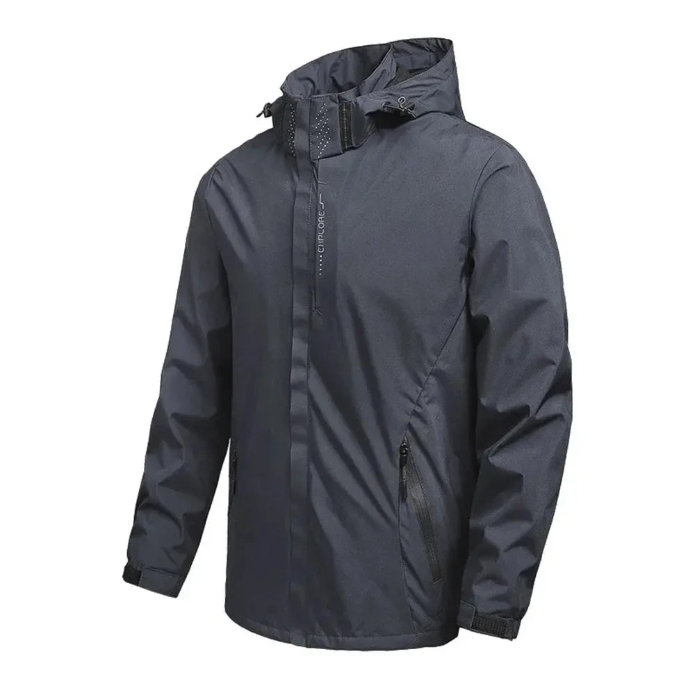 Autumn New Men's Outdoor Jacket Hooded Zipper Fashion Slim Fit Windbproof Coat Camping Hiking Waterproof Casual Outerwear