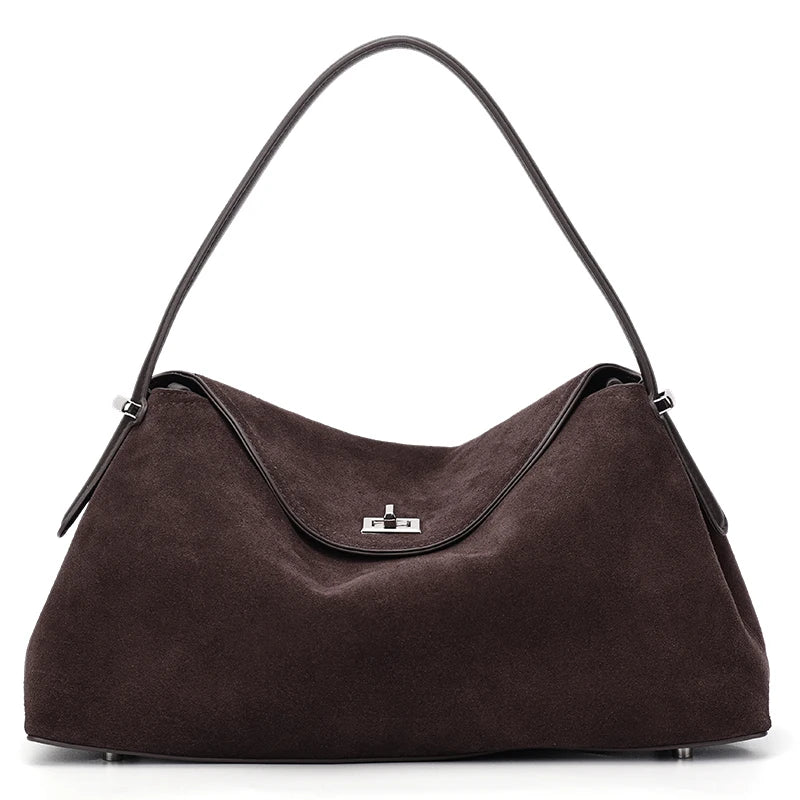 Suede Genuine Leather Women's Bag 2026 Luxury Brand Handbag Totes With Adjustable Shoulder Strap Large Capacity Crossbody Bags