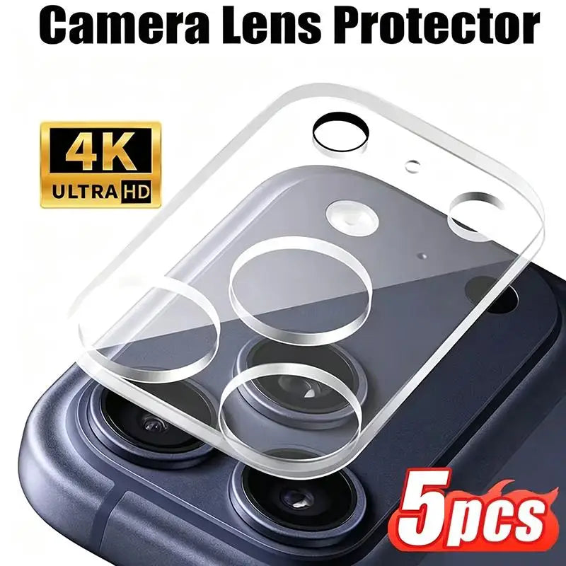 5Pcs Tempered Glass Camera Lens Screen Protector for iPhone 17 18 Pro Max Air 16 Plus 15 14 13 Mini 17Pro Protection Film