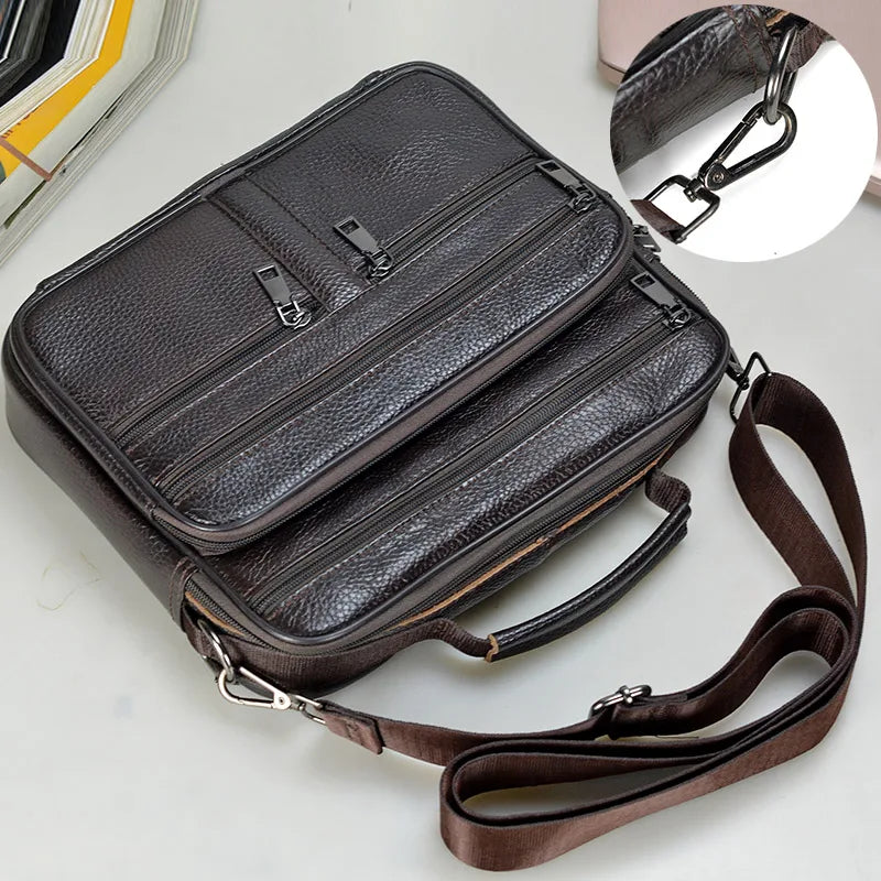 LACHIOUR Genuine Leather Men’s Messenger Bag