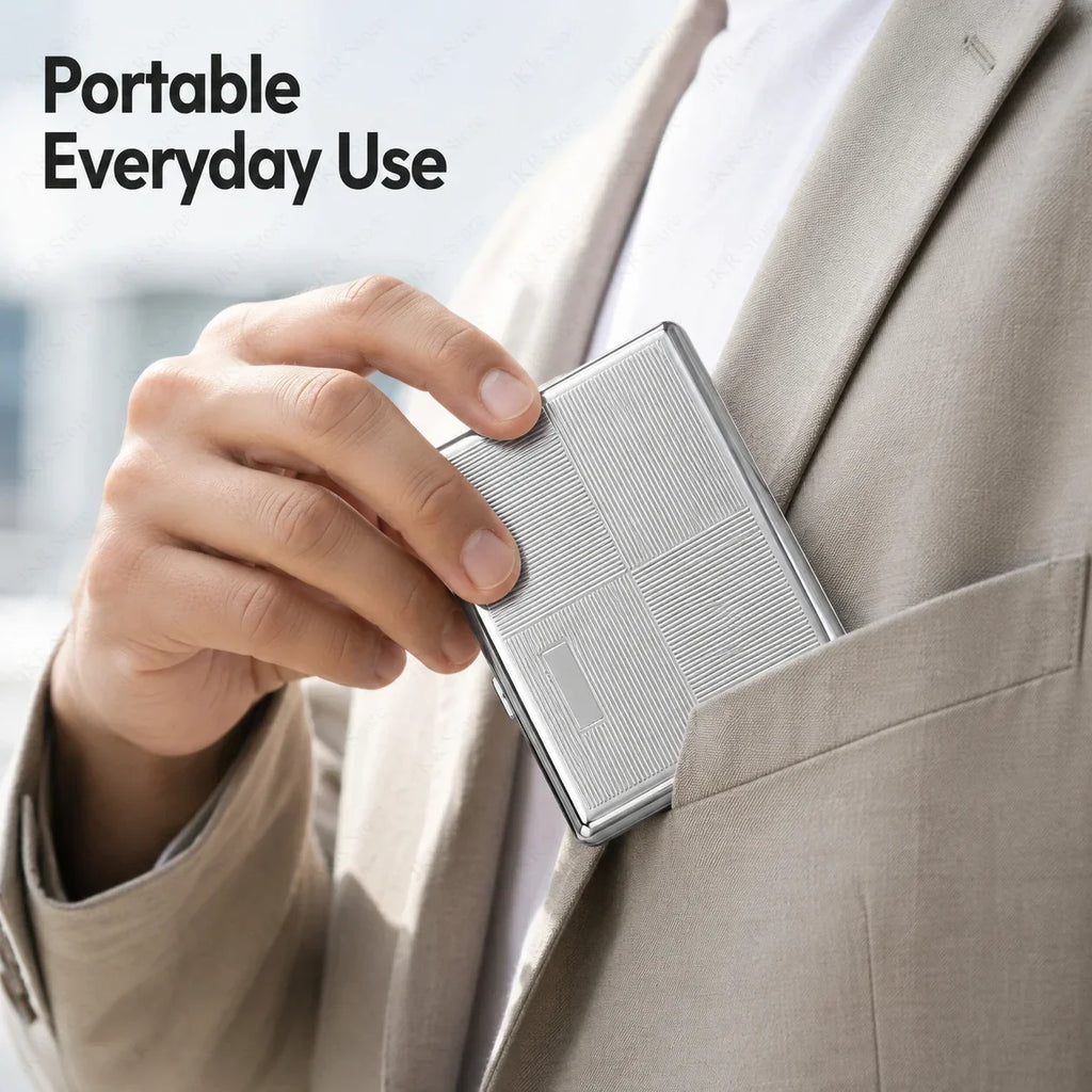 Metal Cigarette Case – Embossed Stainless Steel, Portable Personalized Gift, Compact Storage for Smoking Accessories