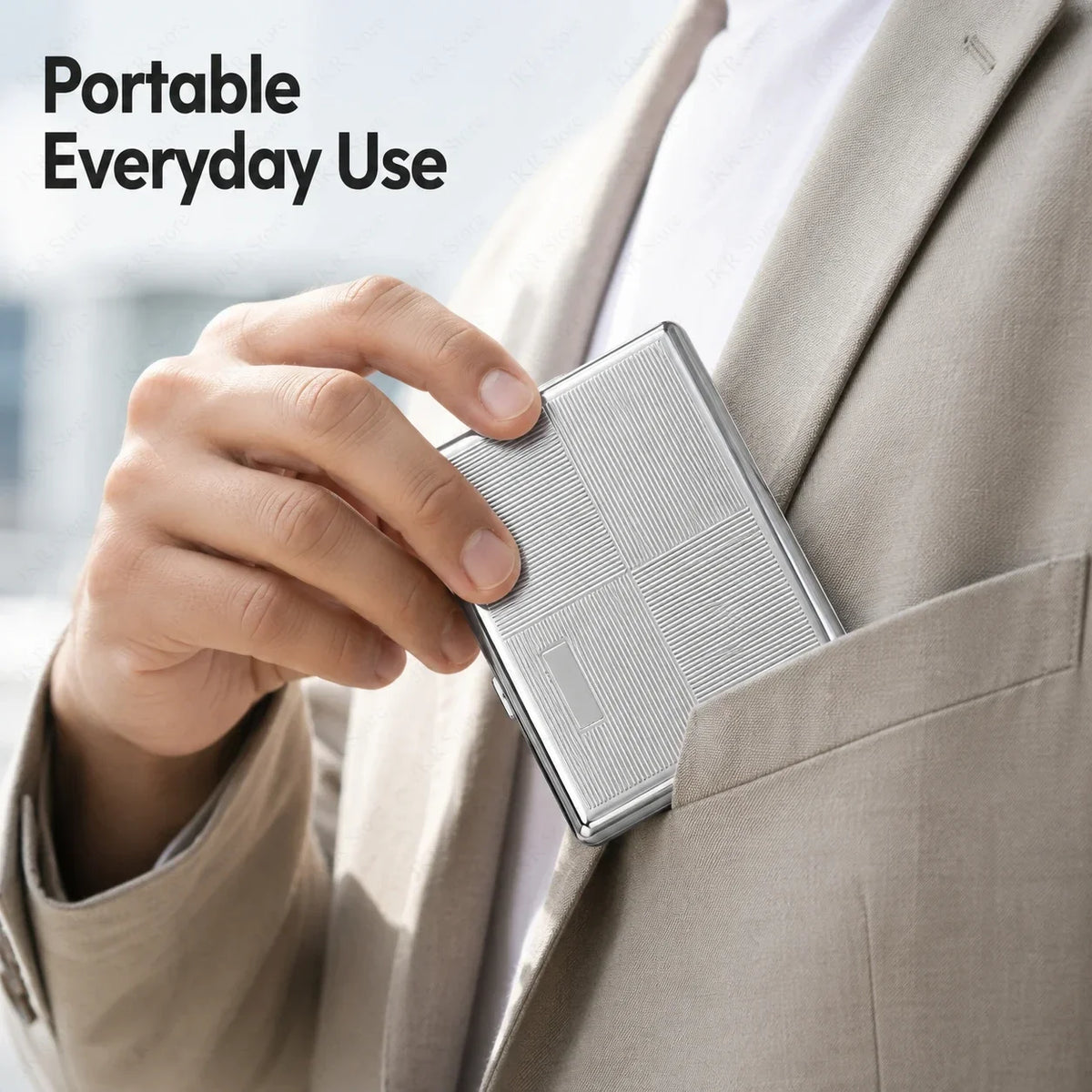 Metal Cigarette Case – Embossed Stainless Steel, Portable Personalized Gift, Compact Storage for Smoking Accessories