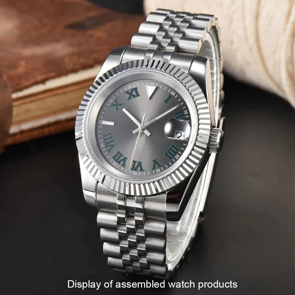 36/41mm Men's Watches Silver/Gold Steel Case Parts For Nh34 Nh35 Nh36 Movement NH35 Dial Sapphire Glass Watch Case/Strap
