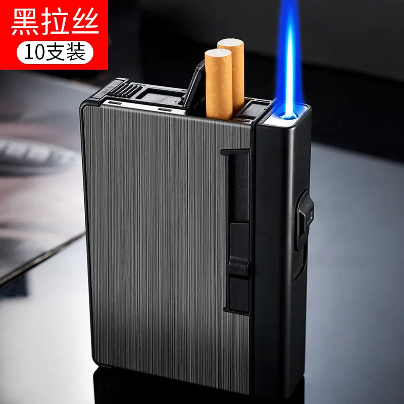 Étui à cigarettes intégré avec briquet, 10 cigarettes, rechargeable, portable, étanche à l'humidité, à la transpiration et résistant à la pression