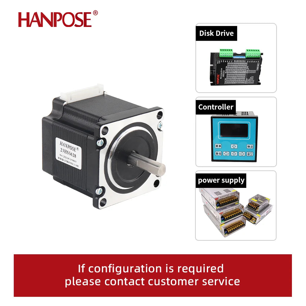 HANPOSE 23 Stepper Motor, Model 23HS4128 23HS5128 23HS5628 23HS7628, Shaft Diameter 8mm, Four-Wire System, 57 Series Motor.