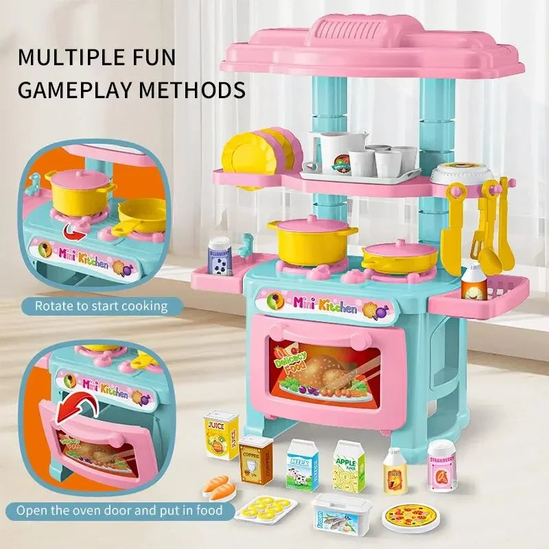 Mini-Küchenspielset für die Arbeitsplatte, DIY-Spielküche mit Spiellebensmitteln und Geschirr, Rollenspiel-Spielzeug als Geschenk für Jungen und Kinder