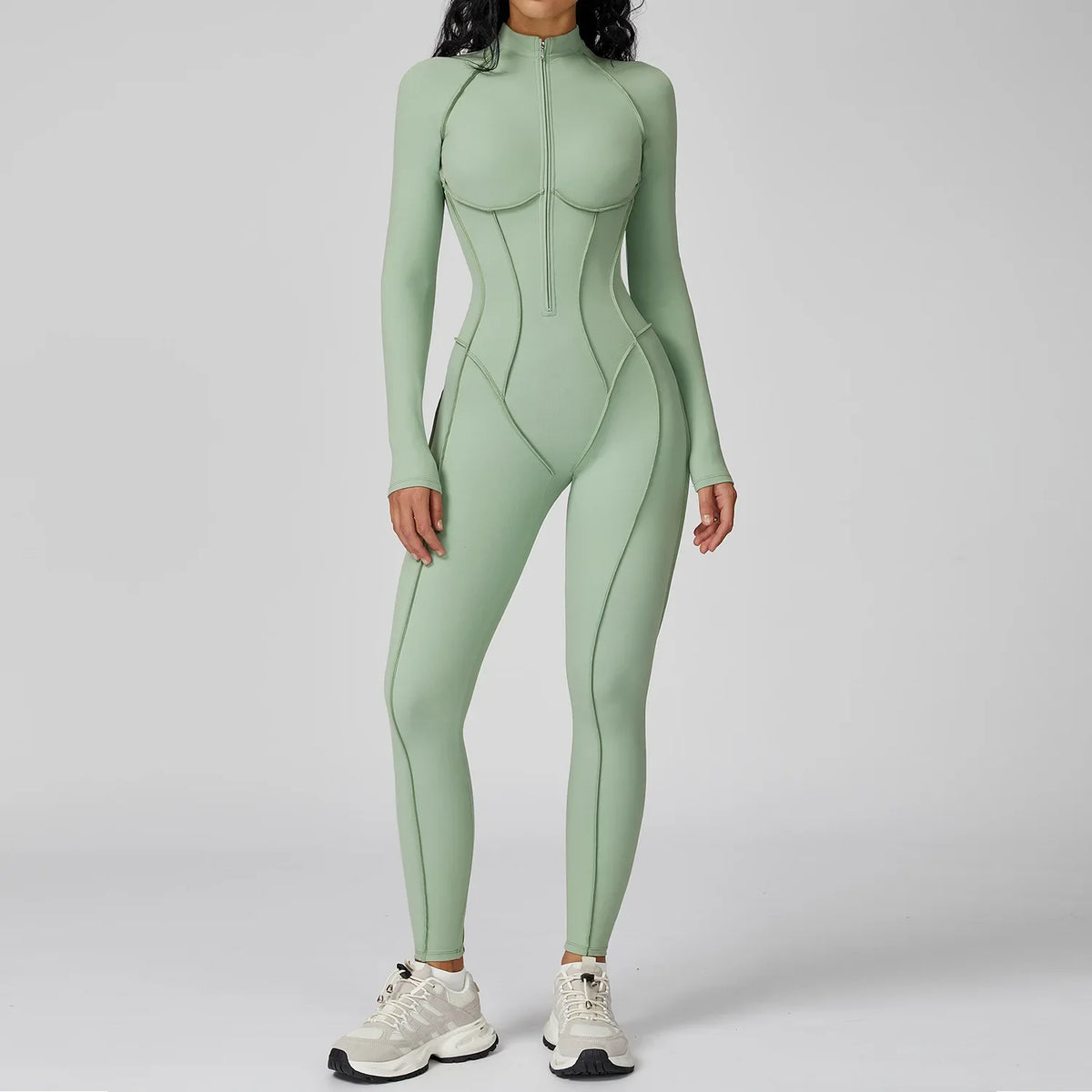 Sportoverall für Damen, langärmelig, mit Reißverschluss