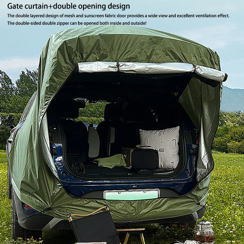 Outdoor Car Rear Tent Camping Picnic Car Rear Tent with Canopy Car Rear Extension Tent Sunshine-Proof Rain-Proof Car Rear Tent