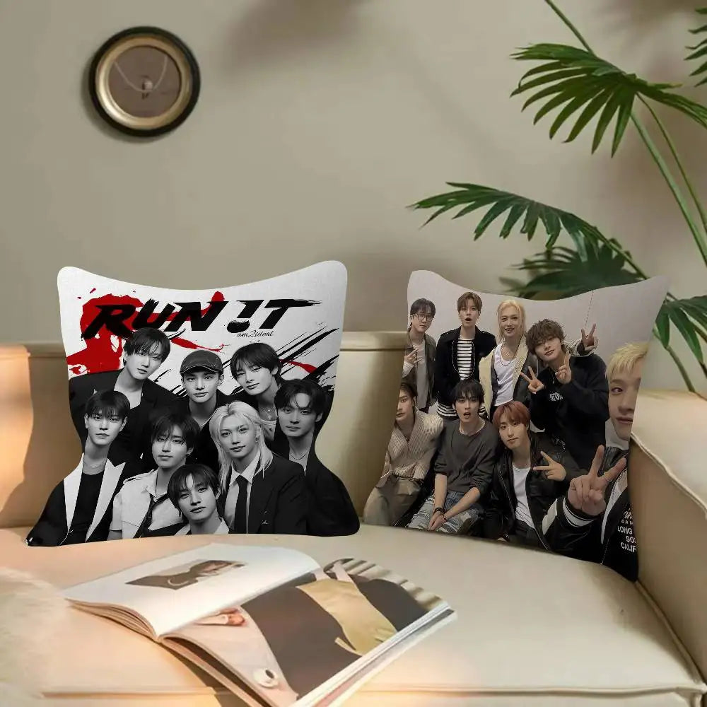KPOP Stray Kids Cute Cartoon Two-dimensional Pillowcase Bedroom Sofa Cushion Cover Nap Pillow Cover