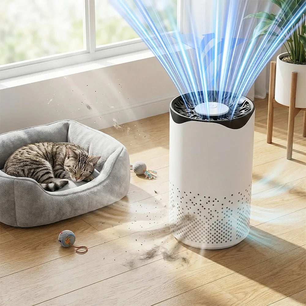 Purificador de aire portátil con iones negativos, alta eficiencia en la eliminación de formaldehído, humo y polvo, mini purificador USB para el hogar, mascotas y dormitorio