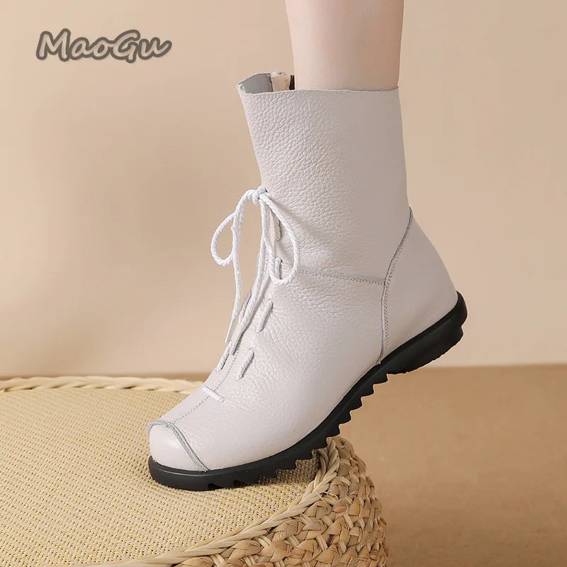 Bottines femme en cuir PU automne-hiver, doublure en peluche, semelle souple antidérapante, chaussures décontractées, bottines confortables à petit talon pour femme