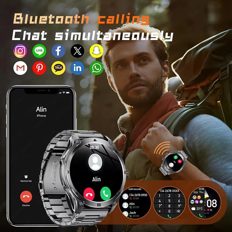 Smartwatch con schermo IPS da 1,7″, bussola e torcia LED