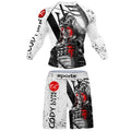 Completo sportivo uomo con rashguard e shorts da grappling