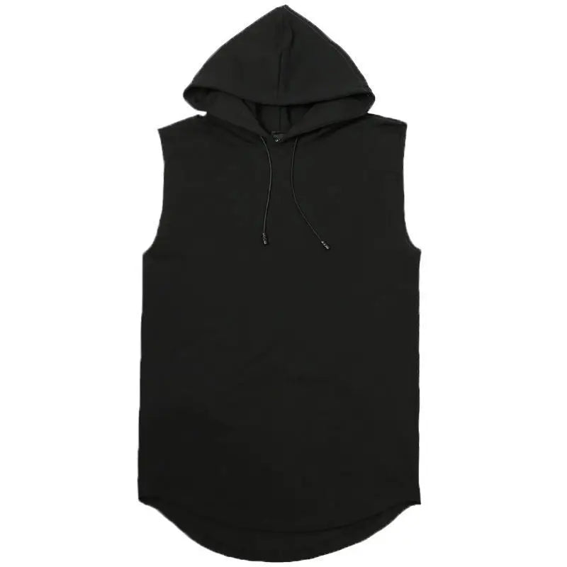 Top sportivo uomo senza maniche con cappuccio