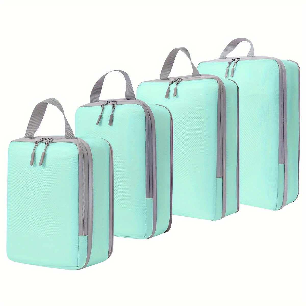 4-teiliges komprimierbares Reise-Organizer-Set, leichte Packwürfel mit Tragegriff, Aufbewahrungstaschen für Kleidung, Unterwäsche und Schuhe auf Reisen