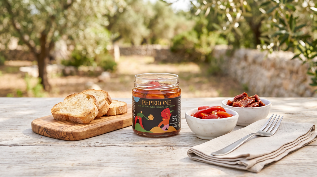 Poivrons à l'huile d'olive vierge extra artisanaux - Antipasti méditerranéen