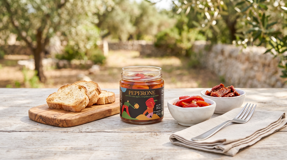 Hausgemachte Paprika in nativem Olivenöl extra – mediterrane Vorspeise