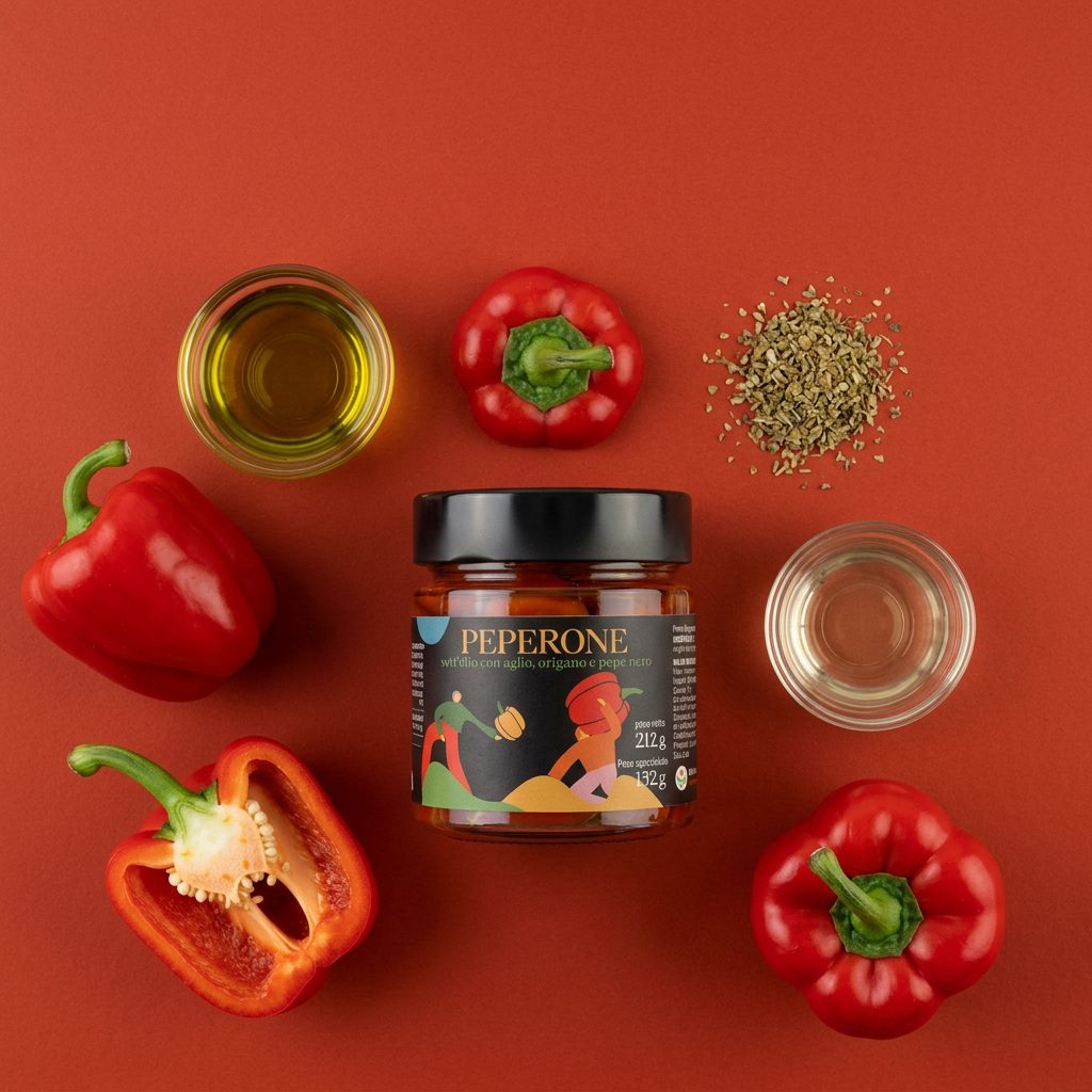 Poivrons à l'huile d'olive vierge extra artisanaux - Antipasti méditerranéen